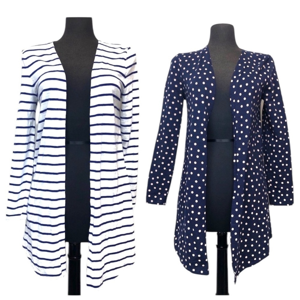 Set of 2 Bundle Chico’s Cardigan Long Sleeve Striped Polka Dots – Size 0 / Small
